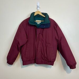 VTG 90s Eddie Bauer Maroon Poly Cotton Down Filled Puffer Jacket Mens Medium